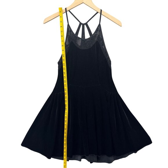 Free People Night Shade Velvet Mini Dress Black Sleeveless Strappy Halter Size S - Picture 9 of 16